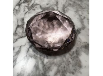 100mm Faceted Diamond  Light Pink Glass Paperweight (Shipping)