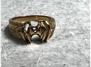Vintage 14K Gold Ring Engraved Setting 5 Grams (Shipping)