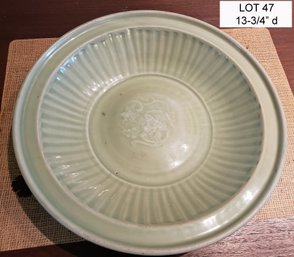 Antique Chinese Pottery Celadon Shallow Bowl
