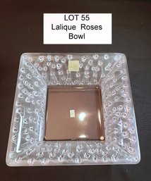 Lalique Art Glass Crystal Trellised Roses Bowl