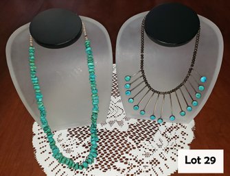 Two Turquoise Gemstone Necklaces