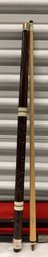 Vintage Four Piece Carved Champion Pool Cue Stick With Case