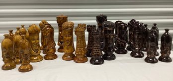 Incredible Hand Made Large Painted Ceramic Chess Pieces
