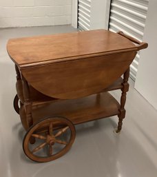 Vintage Solid Maple Drop Leaf Tea Cart