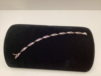 Beautiful 925 Silver And Light Purple Stone Tennis Bracelet