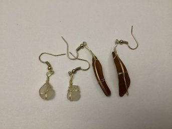 Two Pair Handcrafted Seaglass? Drop Earrings