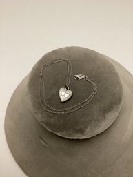 Silver Heart Locket Pendant Clasp Marked Sterling