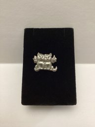 Dainty Silver Cat Pin