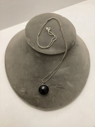 Hand Crafted Black Onyx? Pendant KC 925 Silver Chain