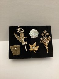 Silver Plated W Lind, Art Leaf & Other Vintage Brooches