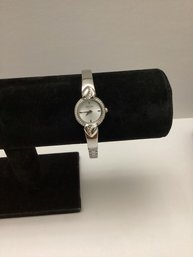 Bulova Crystal Accent With Hearts Silver Tone Watch