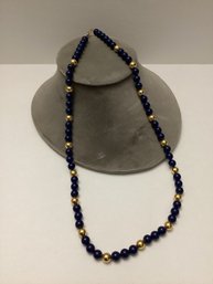 Blue & Gold Beaded Necklace