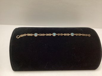 Vintage 1/20 12k Bracelet With Blue Rhinestones