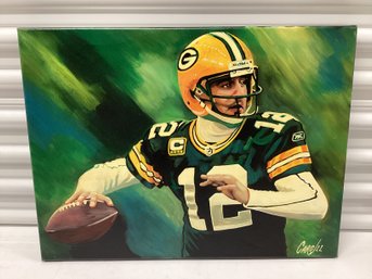 Aaron Rodgers Hand Painted Signed Acrylic By Artist Chris Cargill