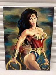 Wonder Woman Hand Painted Signed Acrylic By Artist Chris Cargill