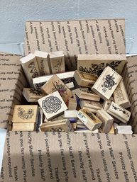 Box Full Of Wooden Flower Stamps