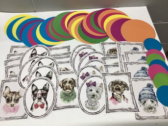 Die Cut Dog Portraits & Colorful Circles
