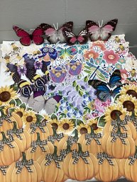 Large Lot Of Die Cuts - Pumpkins, Butterflies, Sunflowers & More