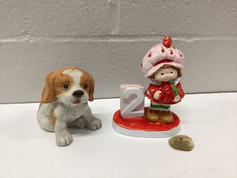 Strawberry Shortcake Birthday Figure & Homco Dog