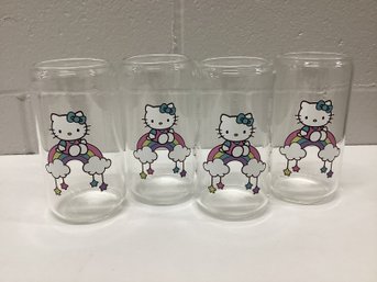 Set Of Four Hello Kitty Glasses/jars