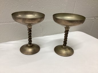 Pair Of W Adams Spain Silver Plated Champagne Goblets