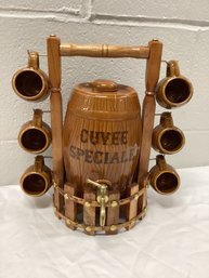 Vintage Cuvee Speciale Ceramic Barrel Decanter & Mug Set