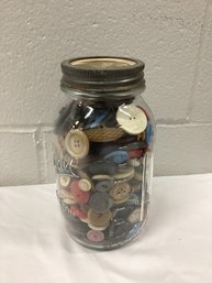 Ball Jar FULL Of Vintage Buttons