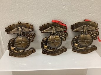 Set Of 3 US Marine Corps Officially Licensed Christmas Ornaments