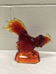 Red Amberina Glass LE Smith Fighting Rooster