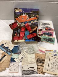 Box Full Of Vintage Model Parts & Papers