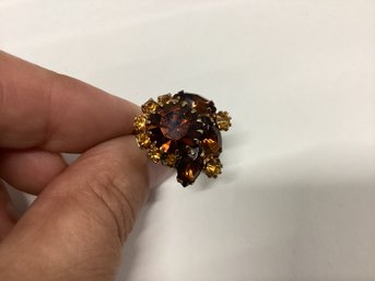Vintage Amber Rhinestone Ring