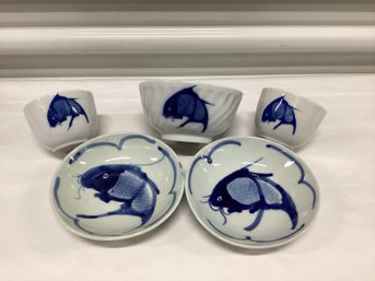 Blue & White Koi Fish Bowls
