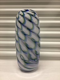 Vintage Eastern Art Glass Hand Blown Swirl Vase