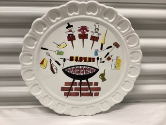 Mid Century Ceramic Kitschy BBQ Platter