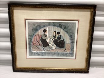 Pencil Signed & Numbered P. Buckley Moss Limited Edition Litho Quilting Ladies