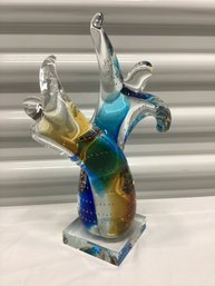 Vintage Dancing Figures GCA Art Glass Statue