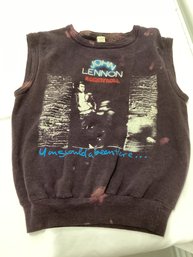 Vintage Distressed John Lennon Rock N Roll Sleeveless Sweatshirt Tank