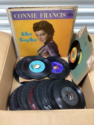 Box Of Mixed Vintage Records Incl. 45s
