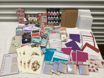 Papercrafting Lot - Sealed Ink Pads, Card Stock, Blank Cards & More