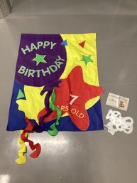 Happy Birthday Flag Banner Back Drop With Changeable Numbers