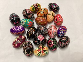 Vintage Polish Hand Painted Wooden Easter Eggs