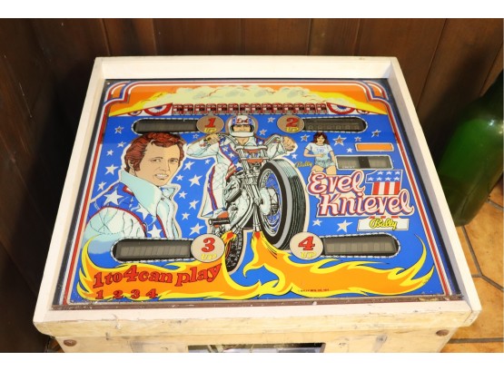 Cool Vintage Evel Knievel Bally Pinball Top Back Box Piece Used