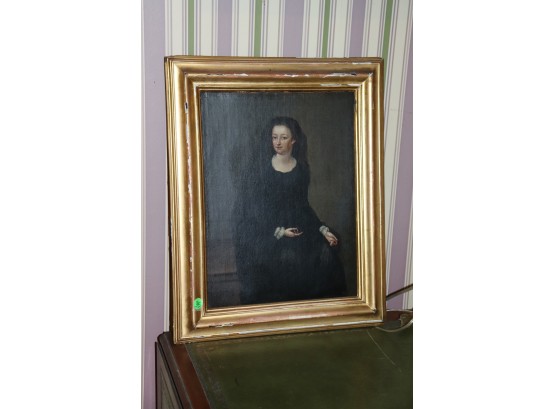 Antique Oil Painting, Portrait, Fine Art Of Victorian Woman 18thc