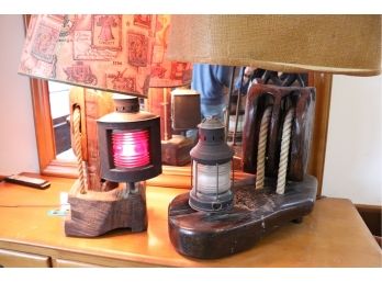 Set Of Vintage Decorative Nautical Themed Lamps