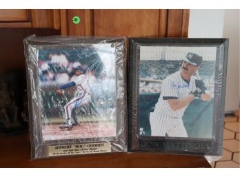 NY Mets & Yankees Autographed Baseball Pictures COA Gooden And Mattingly
