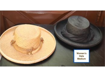 2 Women's Wide Rim Hats Size Medium