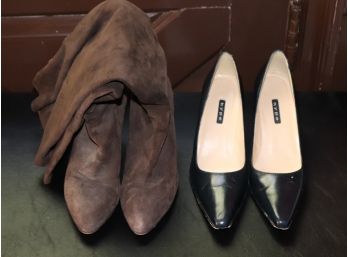 Women's 8.5 Suede Boots And Black Heels