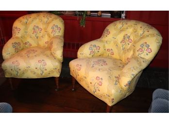 Pair Of Floral Pattern Chairs