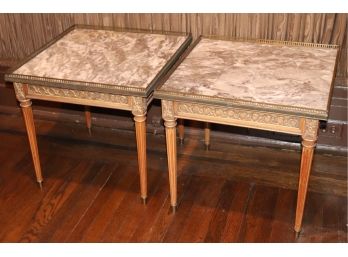 Pair Of French Provincial Marble End Tables