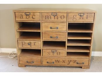 Alphabet Themed Storage Unit, Great For Kids Crafts Or Bedroom Cool Vintage Library Style Handles